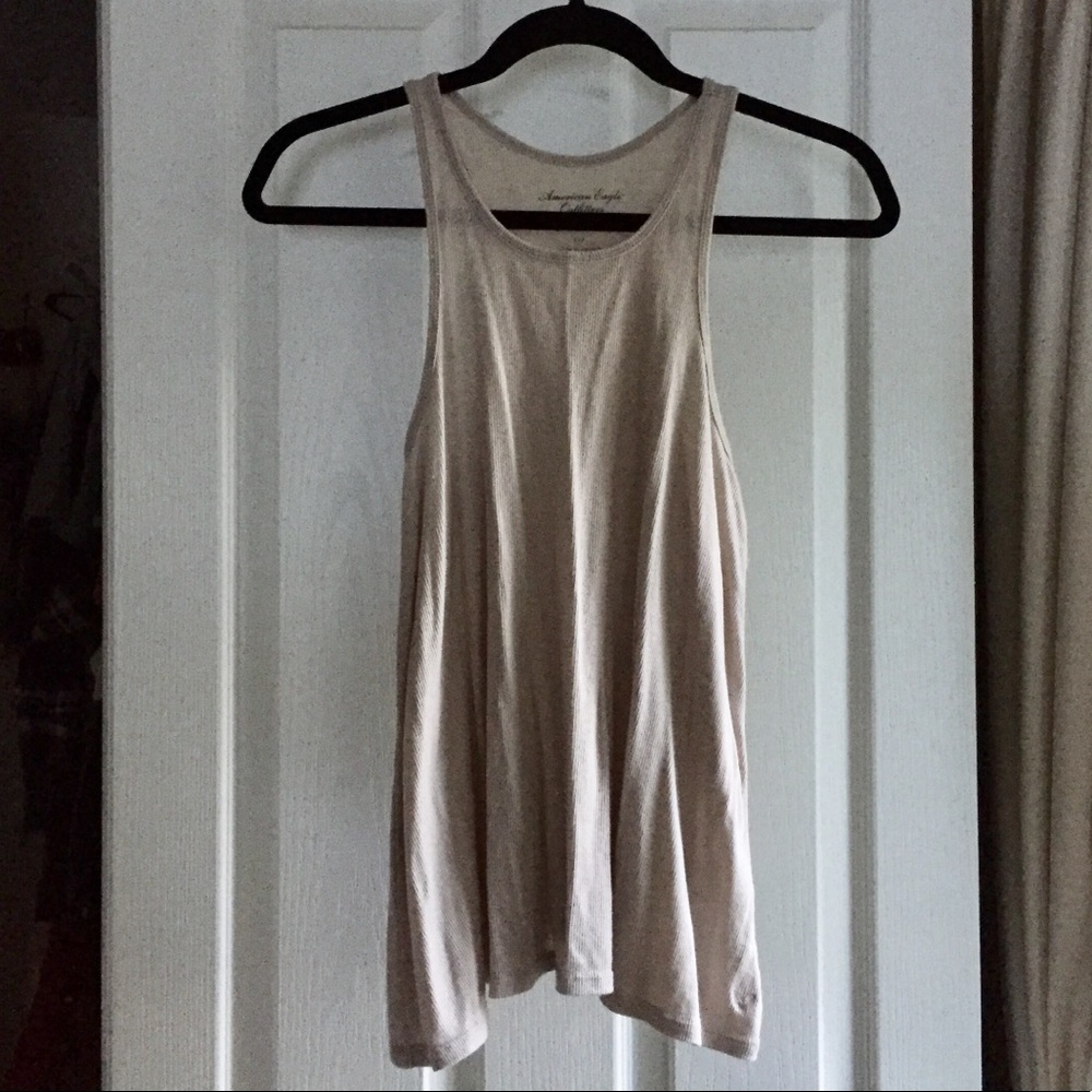 American Eagle Champagne Shimmer Boyfriend Tank
